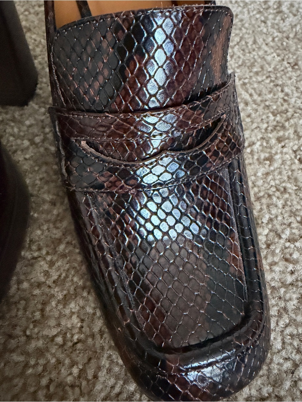 Sézane Brown Snakeskin-Effect Loafers - Picture 7 of 8